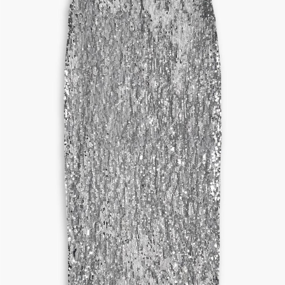 Elegant Silver Sequin Pencil Skirt